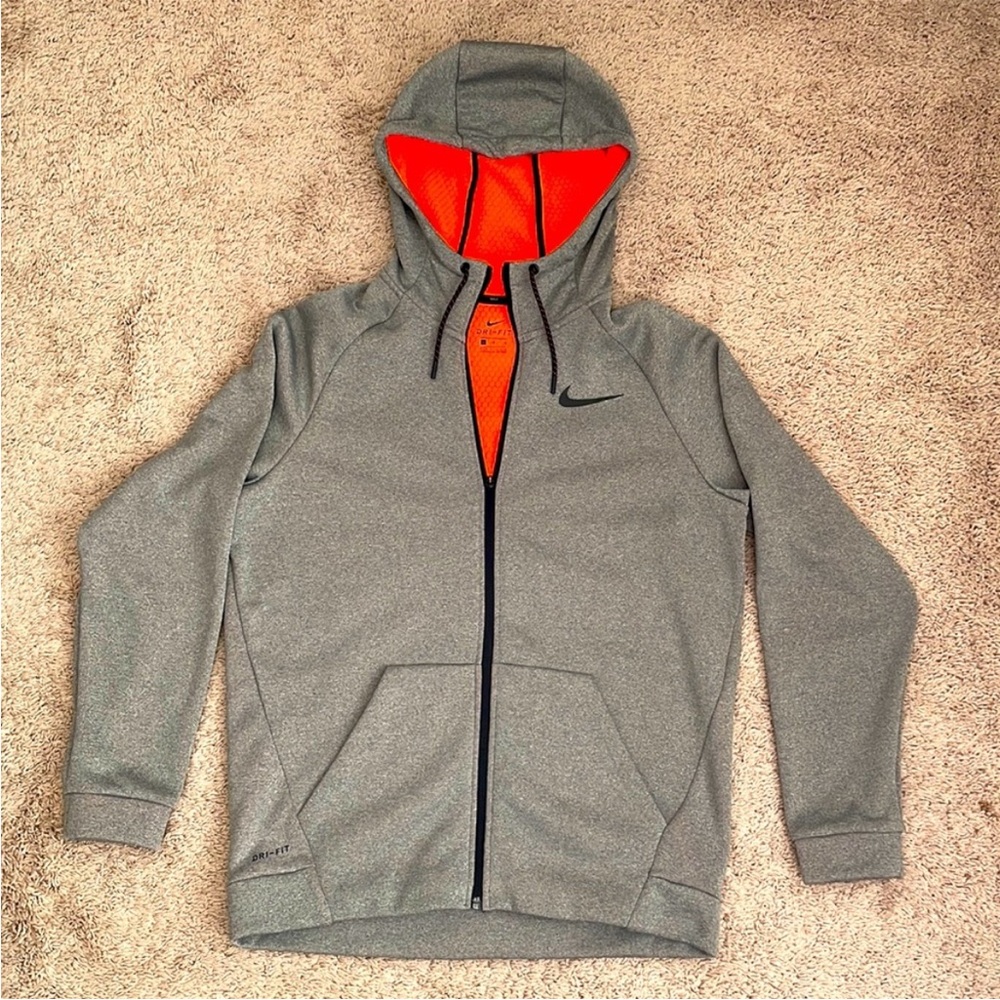 Like New Light Grey Nike Dri-Fit Zip-Up Hoodie (Size L)